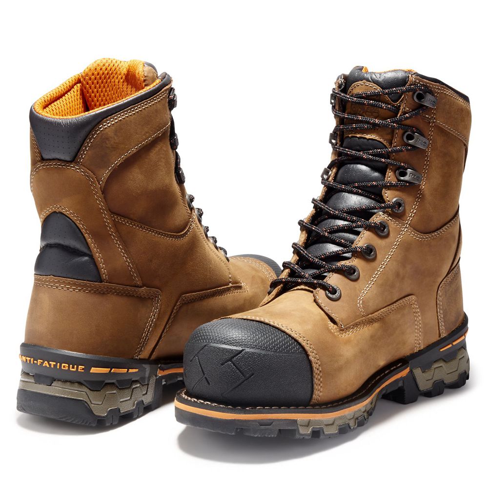 Timberland Mens Work Boots PRO® Boondock 8\" Comp Toe - Brown/Black - India UA1947306